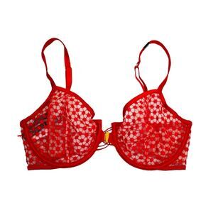 Victoria's Secret Unlined Underwire Demi Bra in Red NEW Womens 32DDD